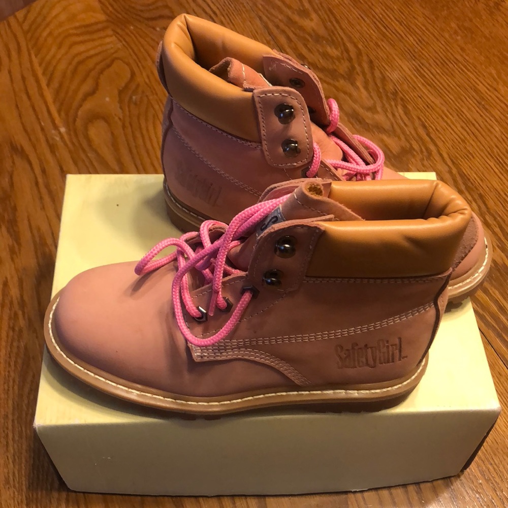 Safety girl leather work boots